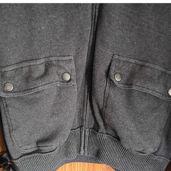 GAP Mens Gray Full Zip Bomber Sweater L Ribbed Collar Utility Pockets Gorpcore - Picture 4 of 9